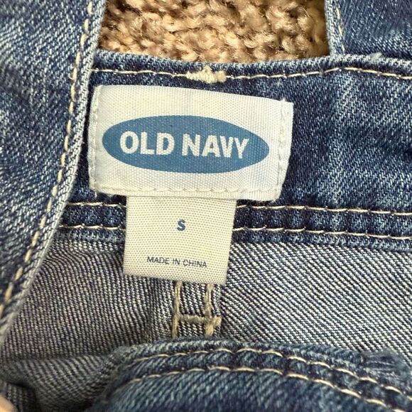 Old Navy Short Jean Overalls Straight 90s Medium Wash Denim Small - Picture 4 of 7